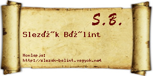 Slezák Bálint névjegykártya